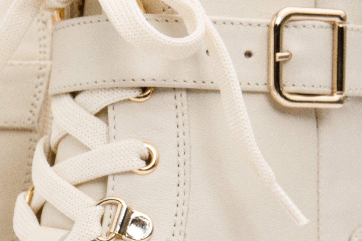 The Belgrano Cream Leather Lace - Up Ankle Women Boot With a Side Zipper - TLW Shoes