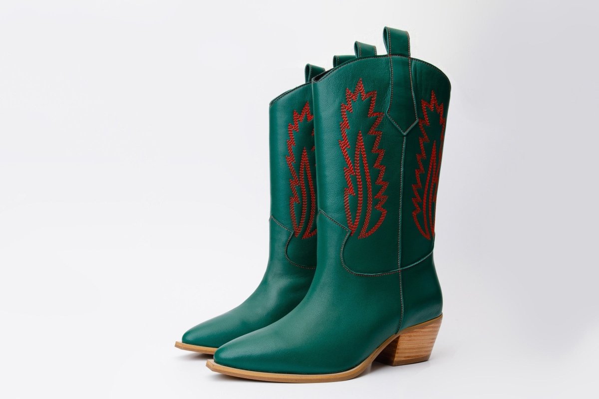 The Togg Green Leather Cowboy Women Boot Final Sale! - TLW Shoes