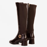 The Windsor Brown Leather Knee High Boot - TLW Shoes