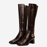 The Windsor Brown Leather Knee High Boot - TLW Shoes