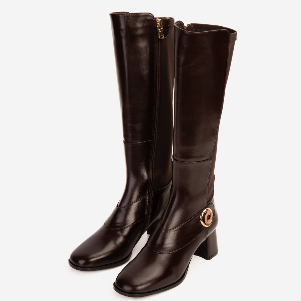 The Windsor Brown Leather Knee High Boot - TLW Shoes