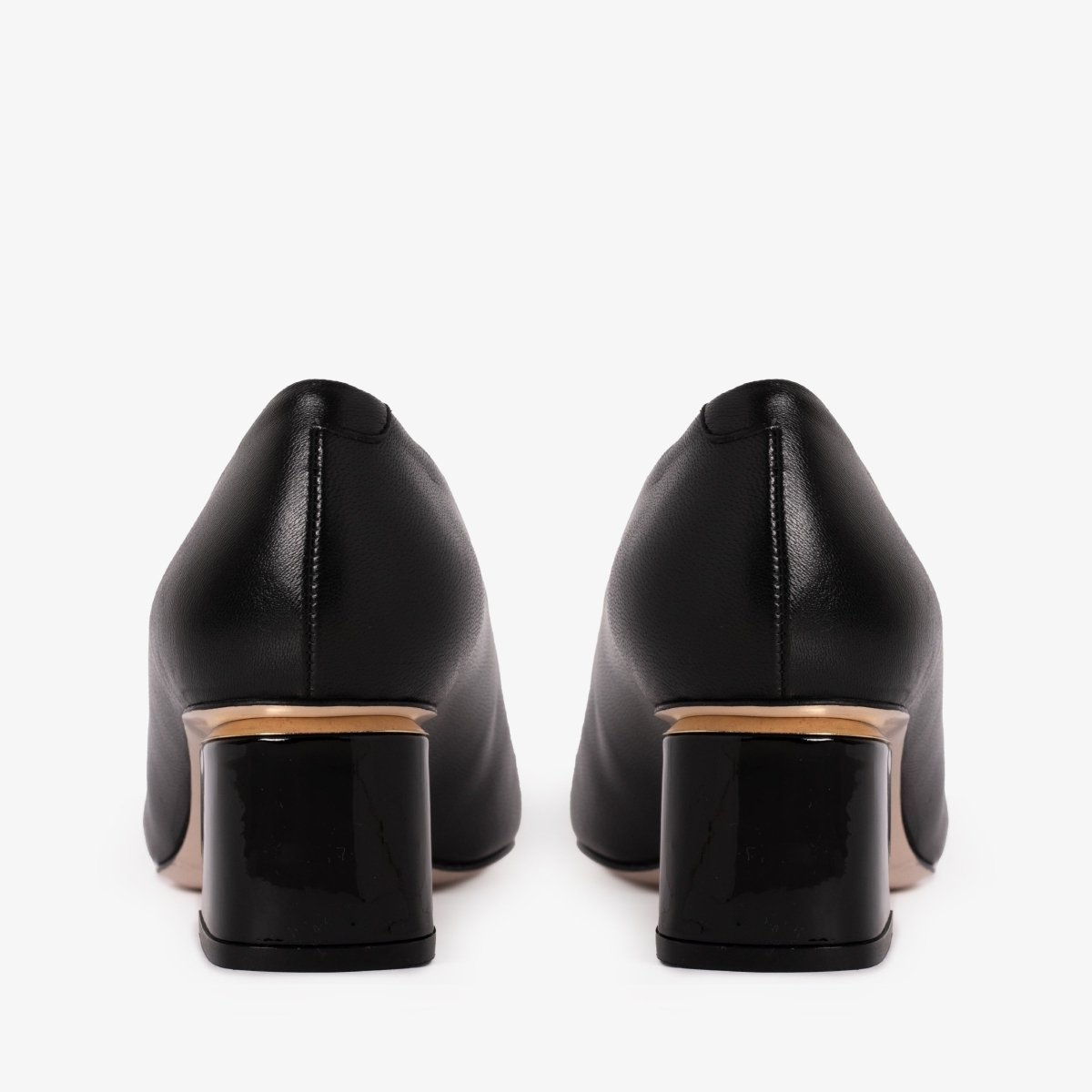 The Diva Black Leather Cap Toe Block Heel Pump Women Shoe - TLW Shoes
