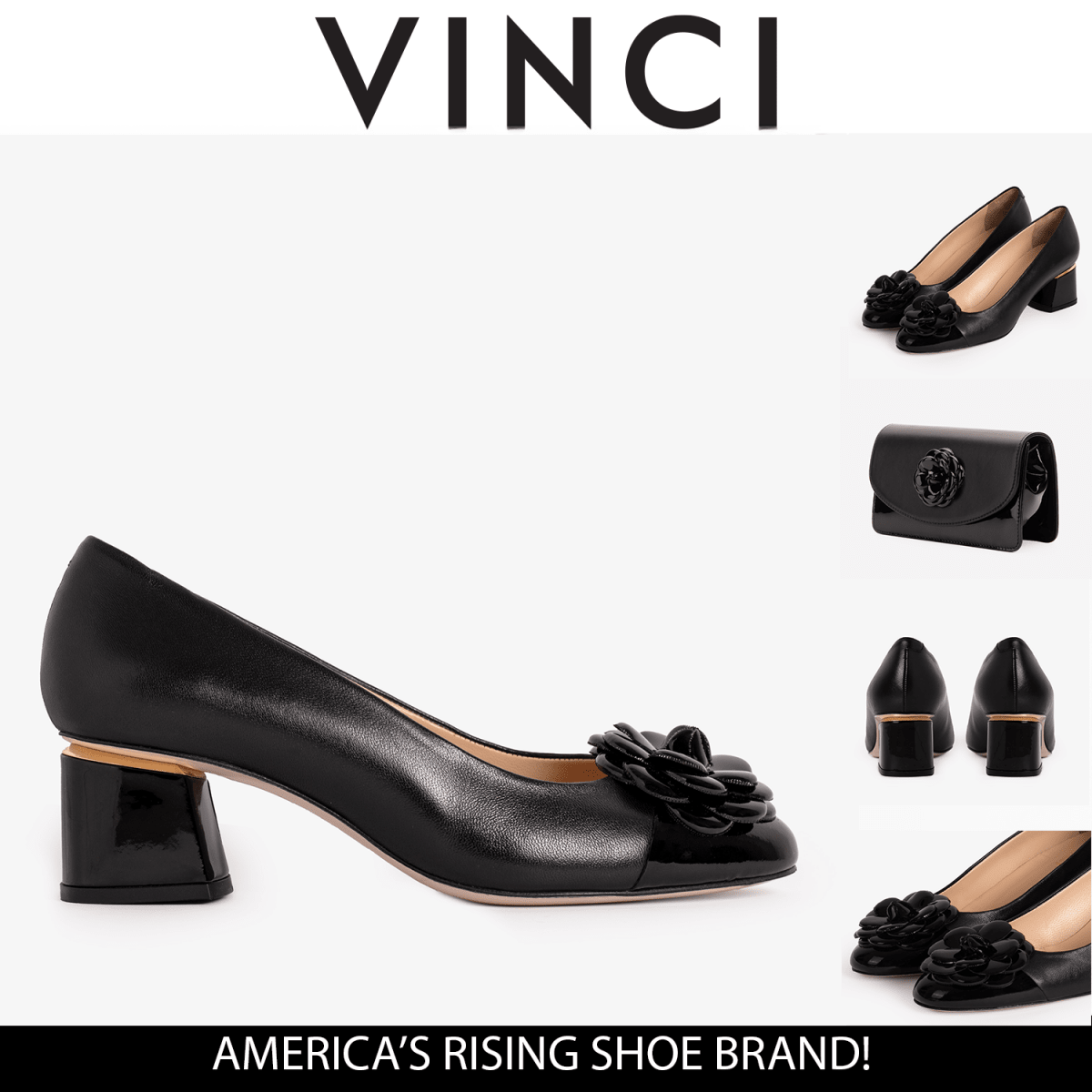 The Diva Black Leather Cap Toe Block Heel Pump Women Shoe - TLW Shoes
