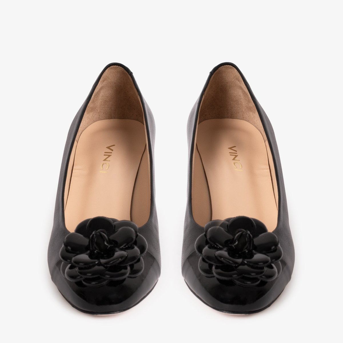 The Diva Black Leather Cap Toe Block Heel Pump Women Shoe - TLW Shoes