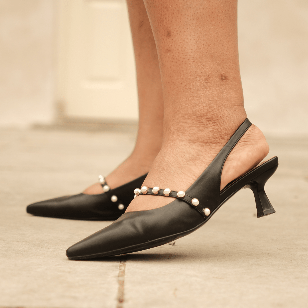 Sophia Slingback Pumps Black - TLW Shoes