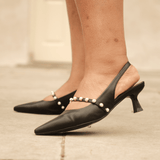 Sophia Slingback Pumps Black - TLW Shoes