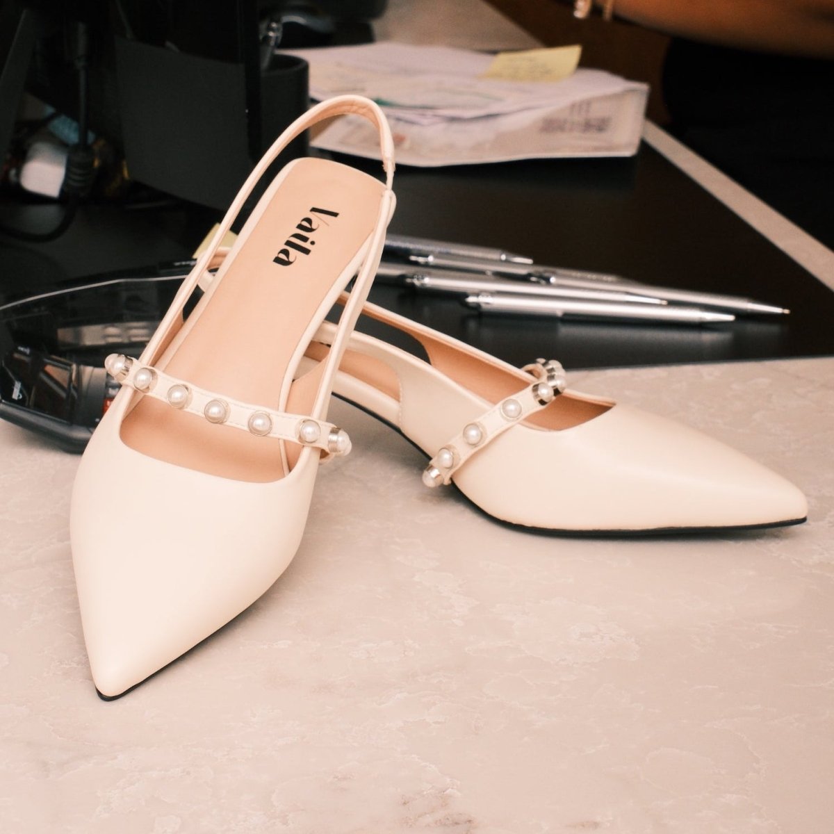 Sophia Slingback Pumps Ivory - TLW Shoes