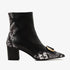 The Gray Black & White Leather Block Heel Women Boot - TLW Shoes
