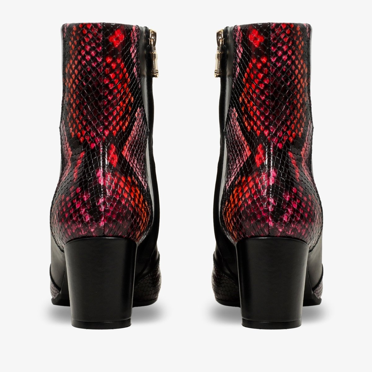 Gray Black & Fuchsia Leather Block Heel Women Boot - TLW Shoes