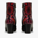 Gray Black & Fuchsia Leather Block Heel Women Boot - TLW Shoes