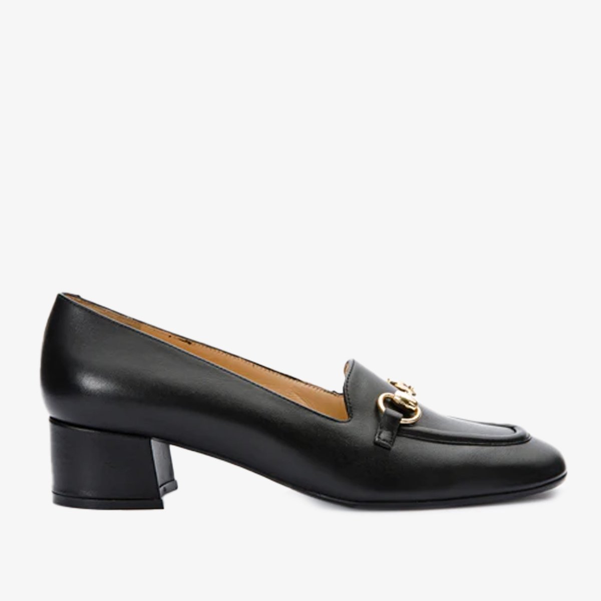 The Delhi Black Leather Block Heel Pump Women Shoe - TLW Shoes