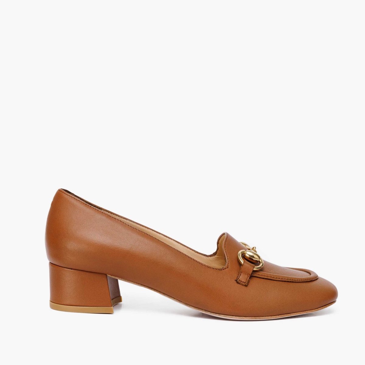 The Delhi Brown Leather Block Heel Pump Women Shoe - TLW Shoes