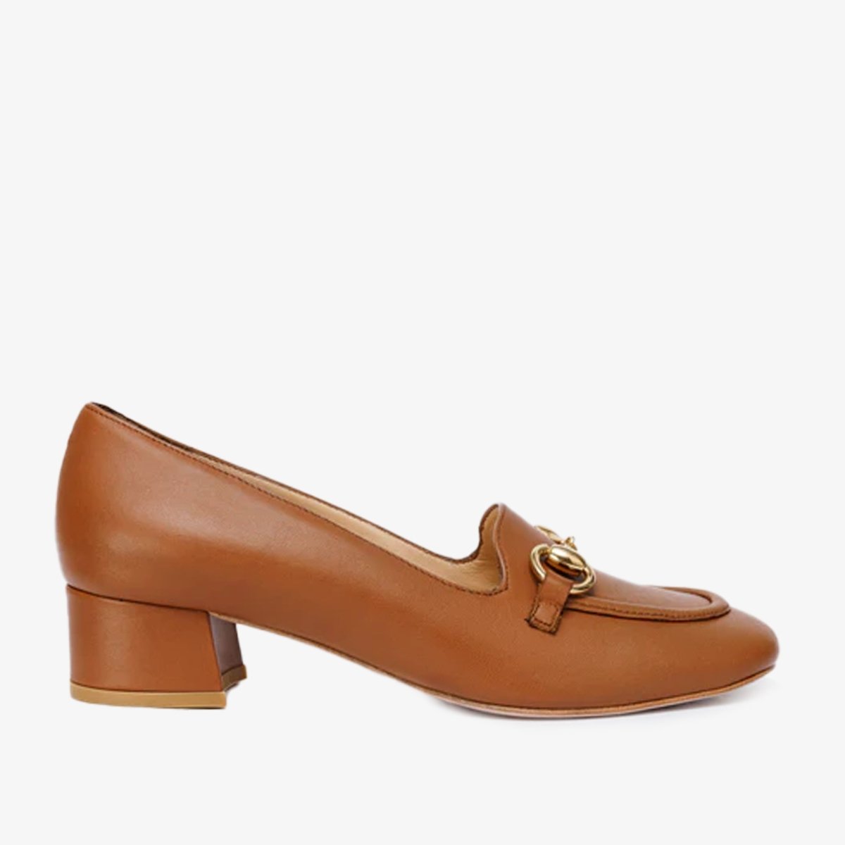 The Delhi Brown Leather Block Heel Pump Women Shoe - TLW Shoes