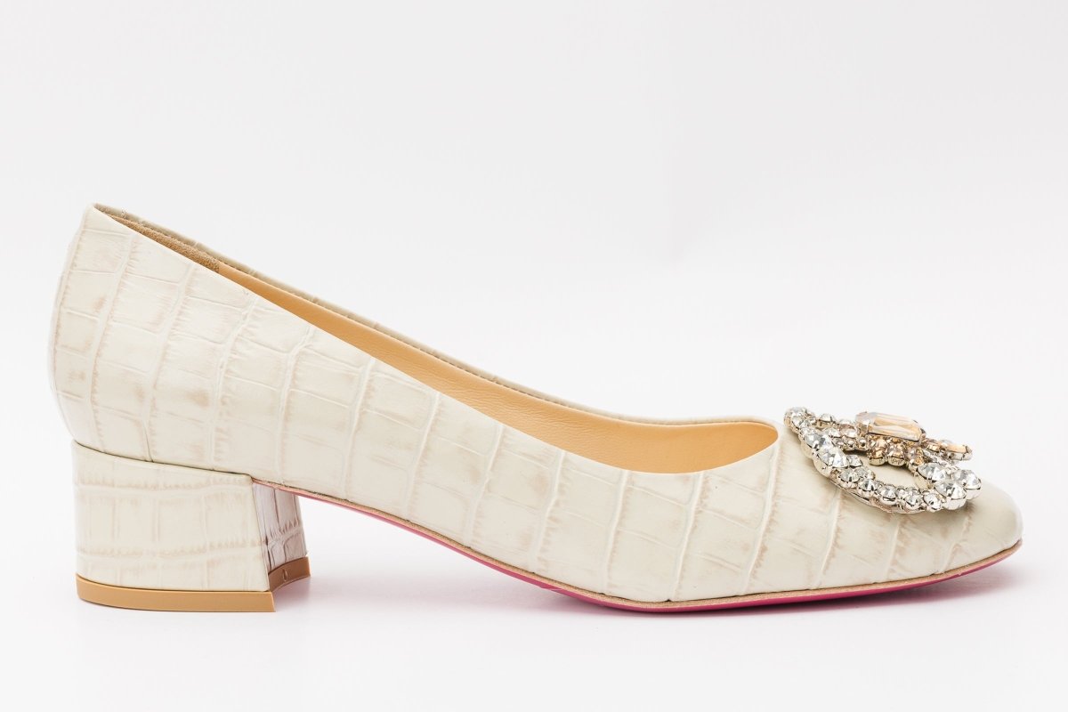 The Foggia Beige Leather Block Heel Pump Women Shoe - TLW Shoes
