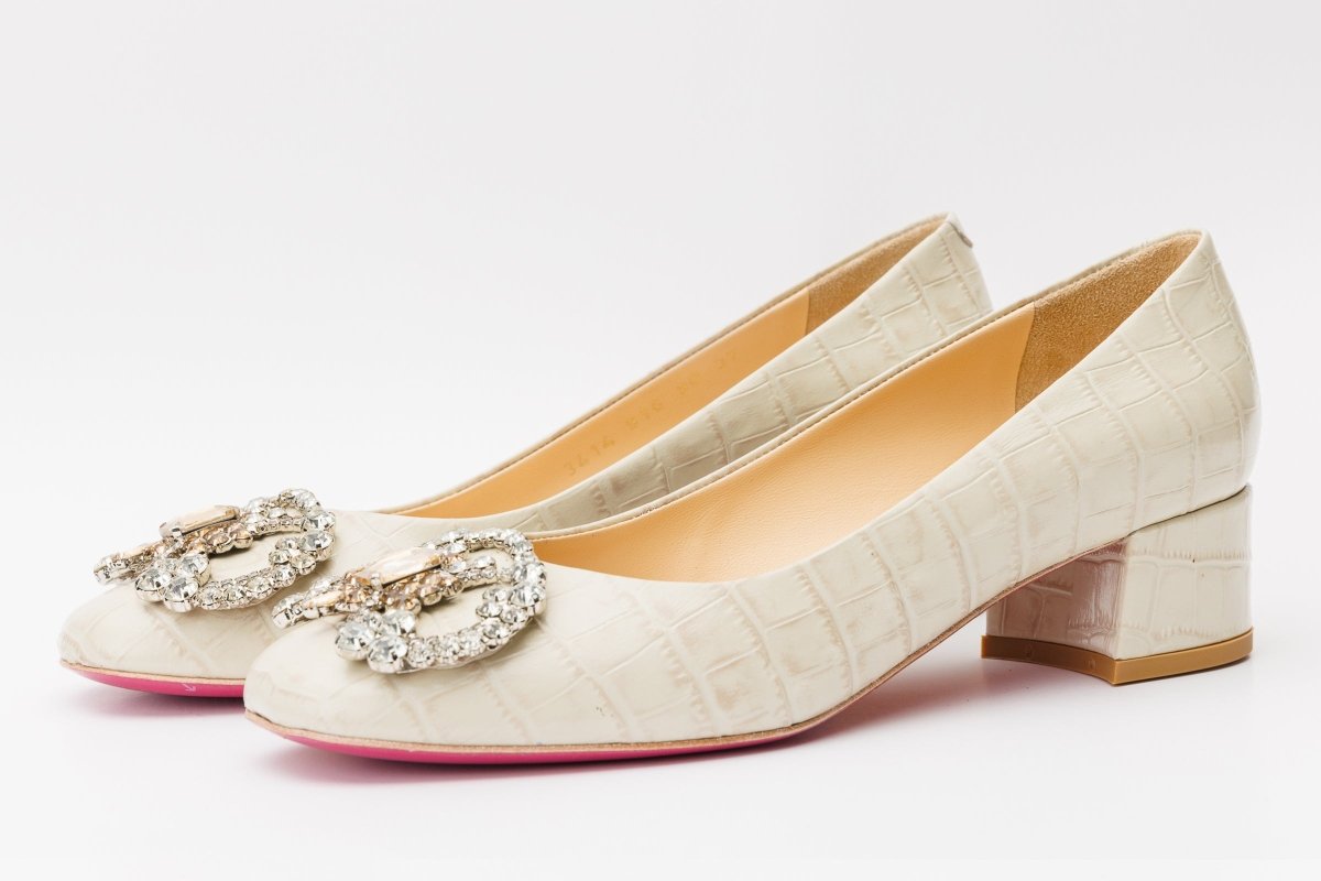 The Foggia Beige Leather Block Heel Pump Women Shoe - TLW Shoes
