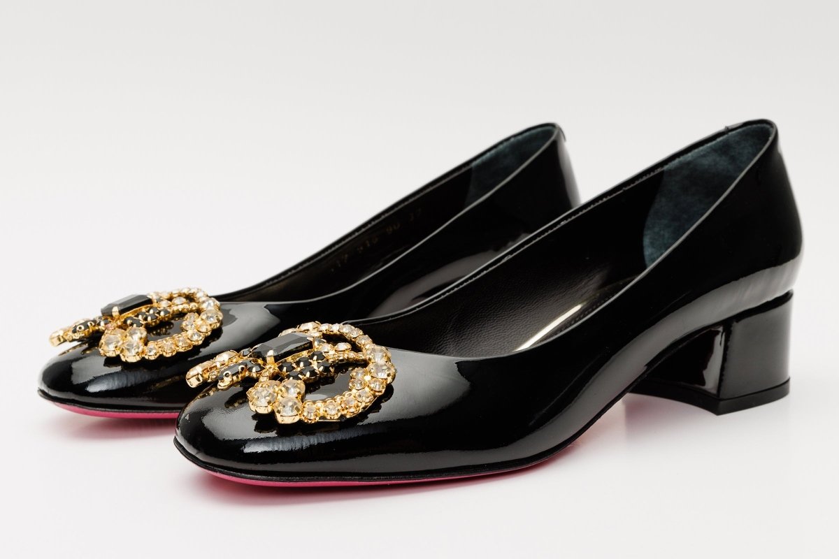 The Foggia Black Leather Block Heel Pump Women Shoe - TLW Shoes