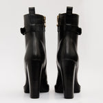 The Estrada Black Leather Lace - Up Platform Heel Mid Calf Women Boot - TLW Shoes
