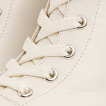 The Estrada Cream Leather Lace - Up Platform Heel Mid Calf Women Boot - TLW Shoes