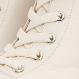 The Estrada Cream Leather Lace - Up Platform Heel Mid Calf Women Boot - TLW Shoes