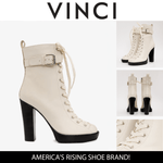 The Estrada Cream Leather Lace - Up Platform Heel Mid Calf Women Boot - TLW Shoes