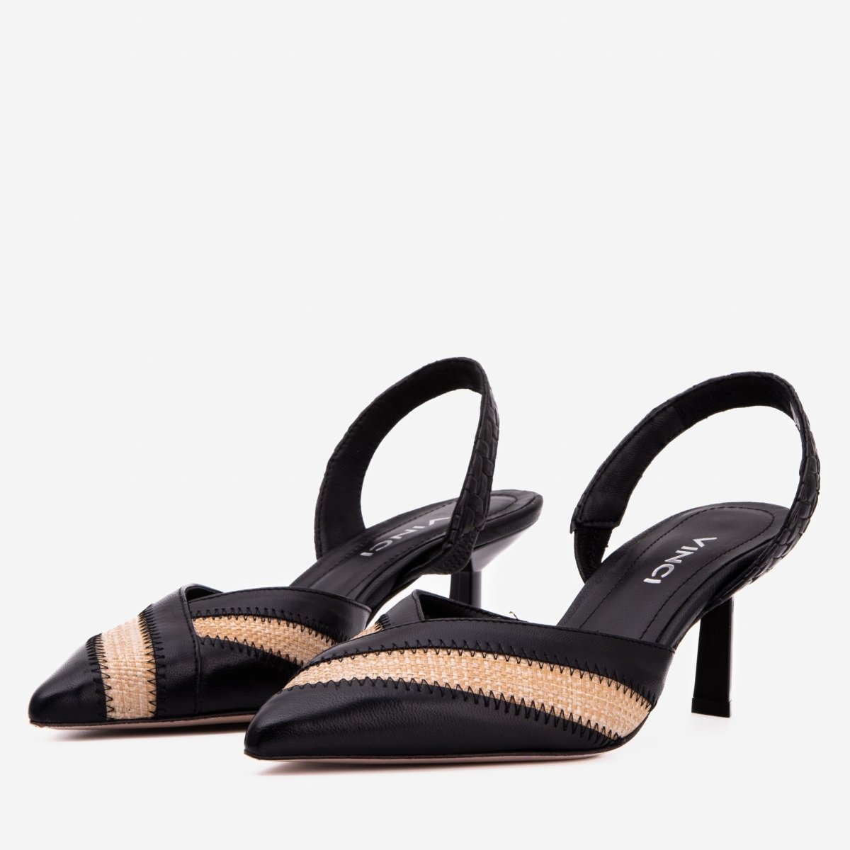The Riviera Black & Raffia Slingback Women Sandal - TLW Shoes
