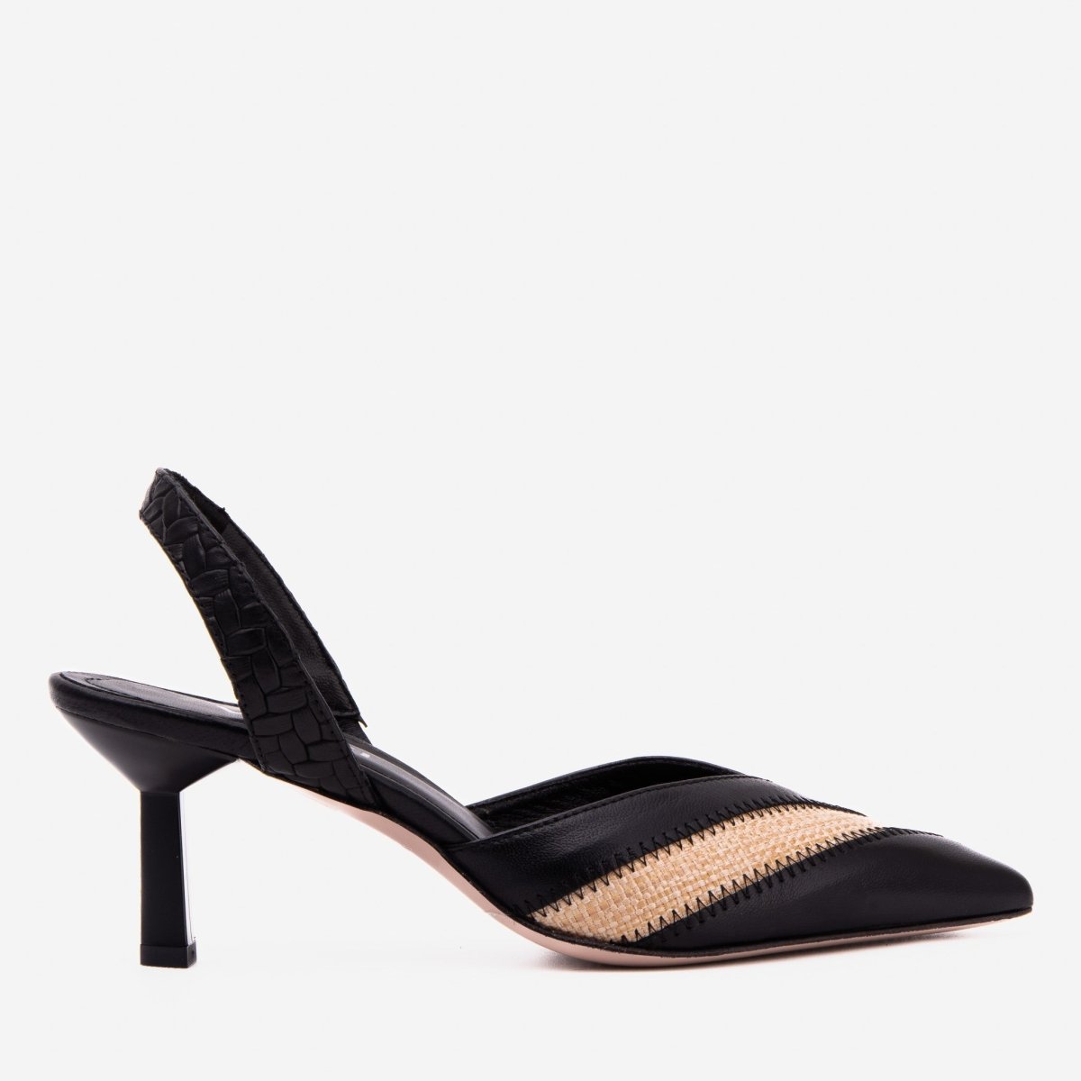 The Riviera Black & Raffia Slingback Women Sandal - TLW Shoes
