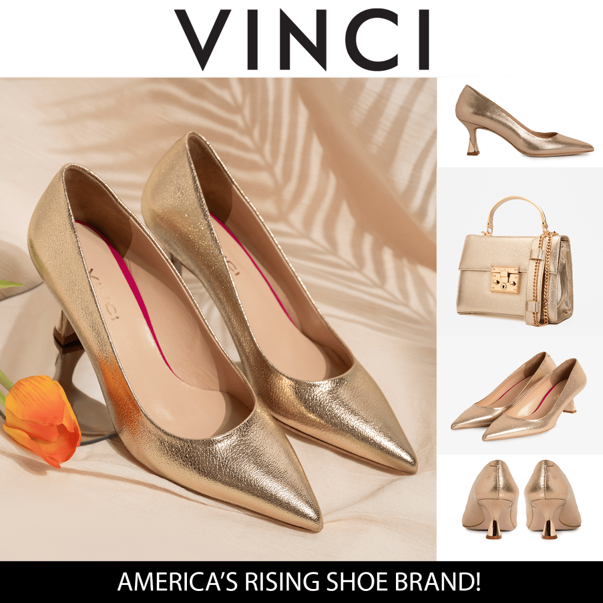 The Brunello Gold Leather Pump Women Shoe - TLW Shoes