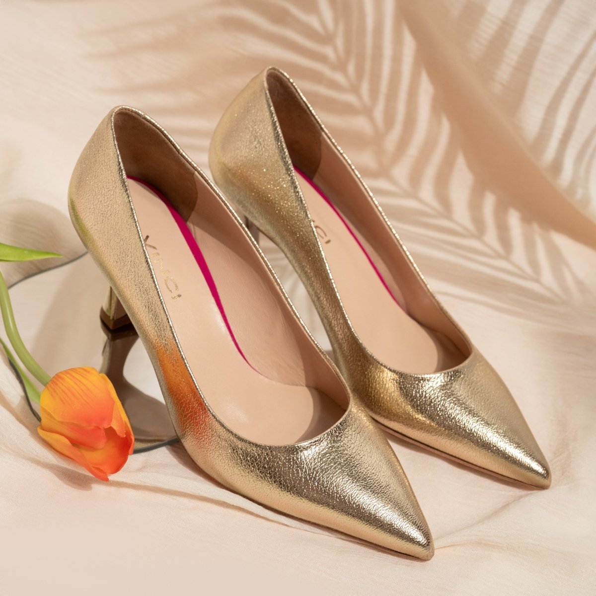The Brunello Gold Leather Pump Women Shoe - TLW Shoes