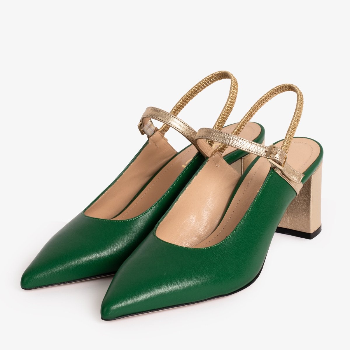 The Pompei Green Leather Women Slingback Sandal - TLW Shoes