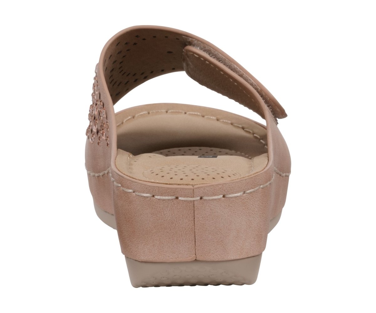 Women's Adrina Embellished Velcro Blush Wedge Sandals - TLW Shoes