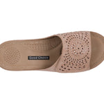 Women's Adrina Embellished Velcro Blush Wedge Sandals - TLW Shoes