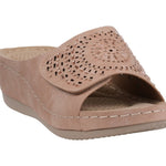 Women's Adrina Embellished Velcro Blush Wedge Sandals - TLW Shoes
