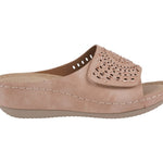 Women's Adrina Embellished Velcro Blush Wedge Sandals - TLW Shoes