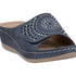 Women's Adrina Embellished Velcro Navy Wedge Sandals - TLW Shoes
