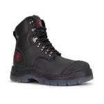 ROCKROOSTER Kensington Black 7 inch Zip - sided Steel Toe Leather Work Boots AK245Z - TLW Shoes