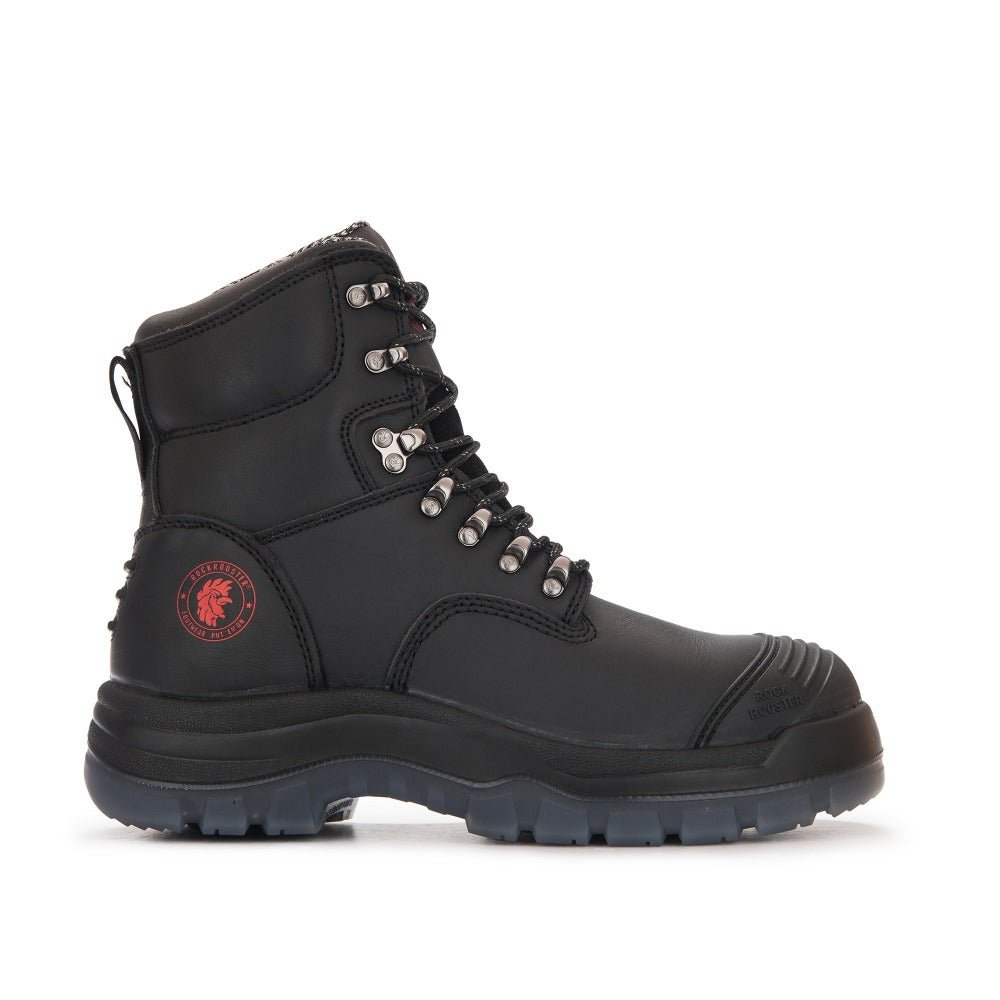 ROCKROOSTER Kensington Black 7 inch Zip - sided Steel Toe Leather Work Boots AK245Z - TLW Shoes