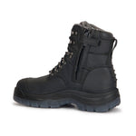ROCKROOSTER Kensington Black 7 inch Zip - sided Steel Toe Leather Work Boots AK245Z - TLW Shoes