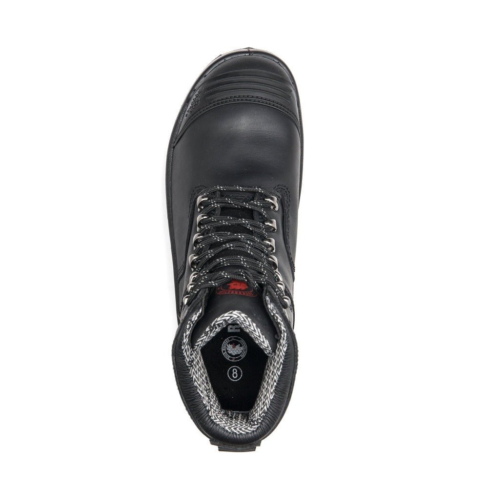 ROCKROOSTER Kensington Black 7 inch Zip - sided Steel Toe Leather Work Boots AK245Z - TLW Shoes