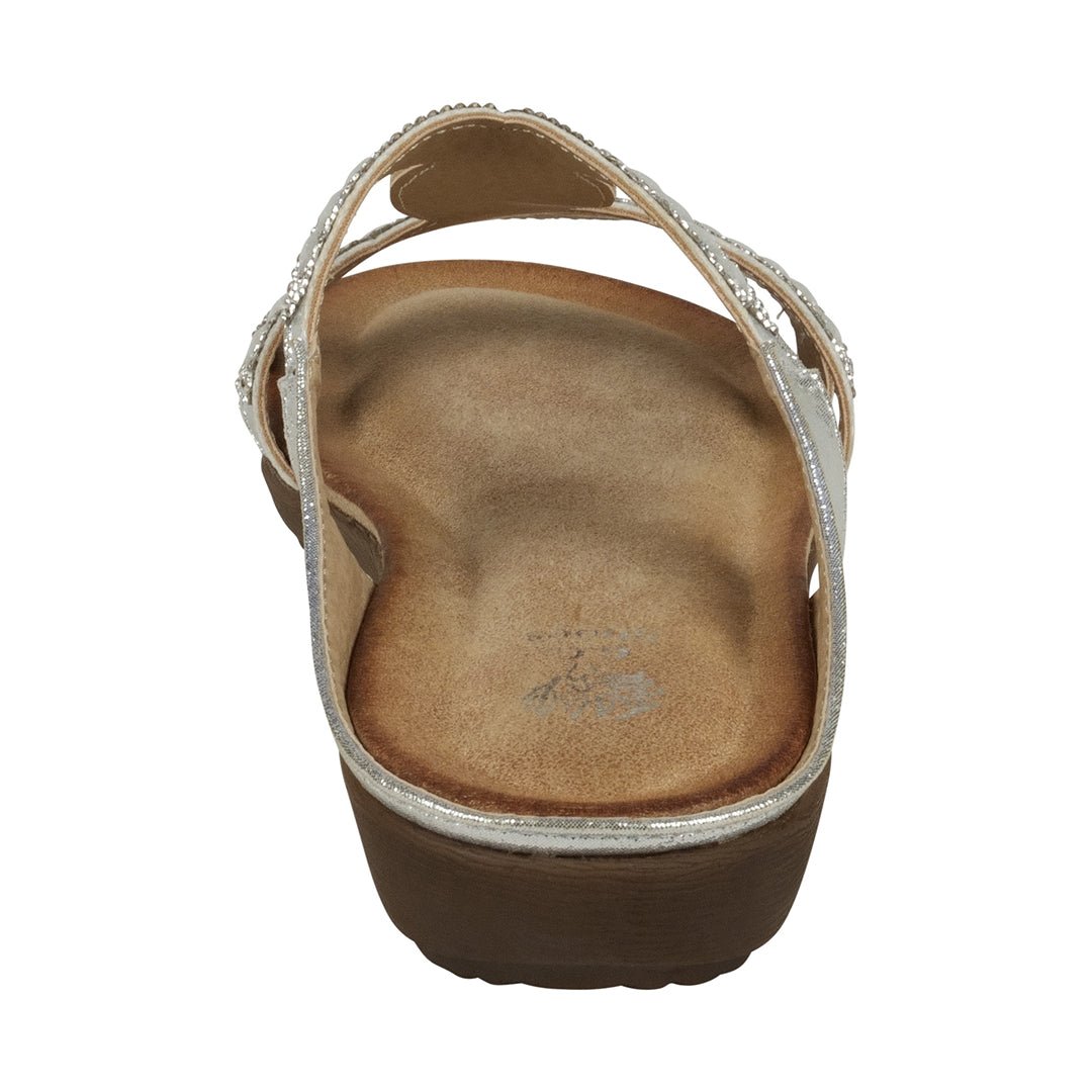 Alora Silver Embellished Slide Flat Sandals - TLW Shoes