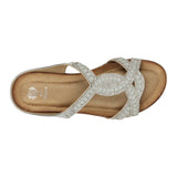 Alora Silver Embellished Slide Flat Sandals - TLW Shoes
