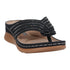 Women's Amari Black Flower Thong Flat Comfort Sandals - TLW Shoes