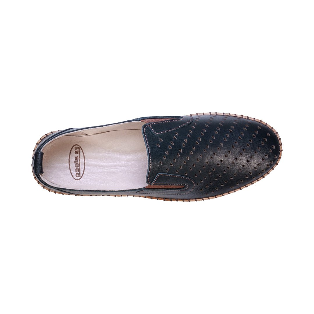Amillie Black Perforated Leather Flats - TLW Shoes