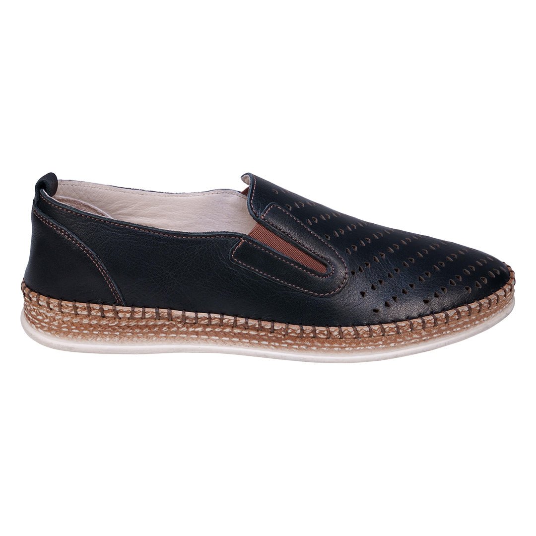 Amillie Black Perforated Leather Flats - TLW Shoes