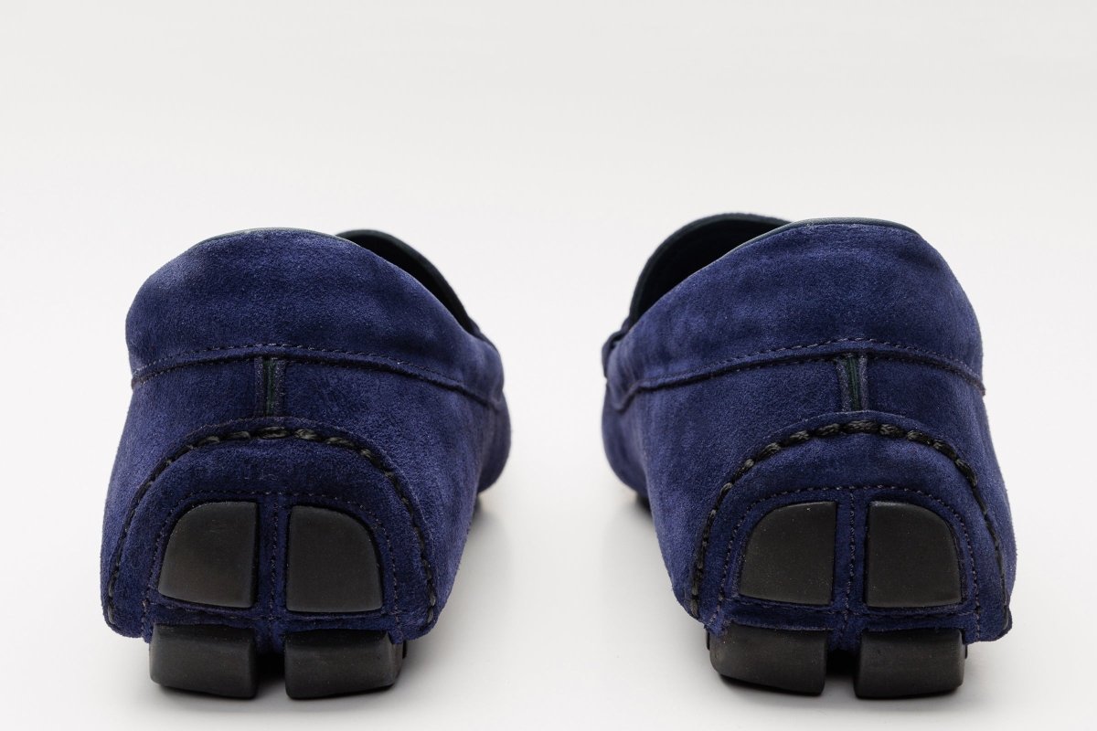 The Bari Navy Blue Suede Leather Bit Drive Loafer Men Shoe - TLW Shoes