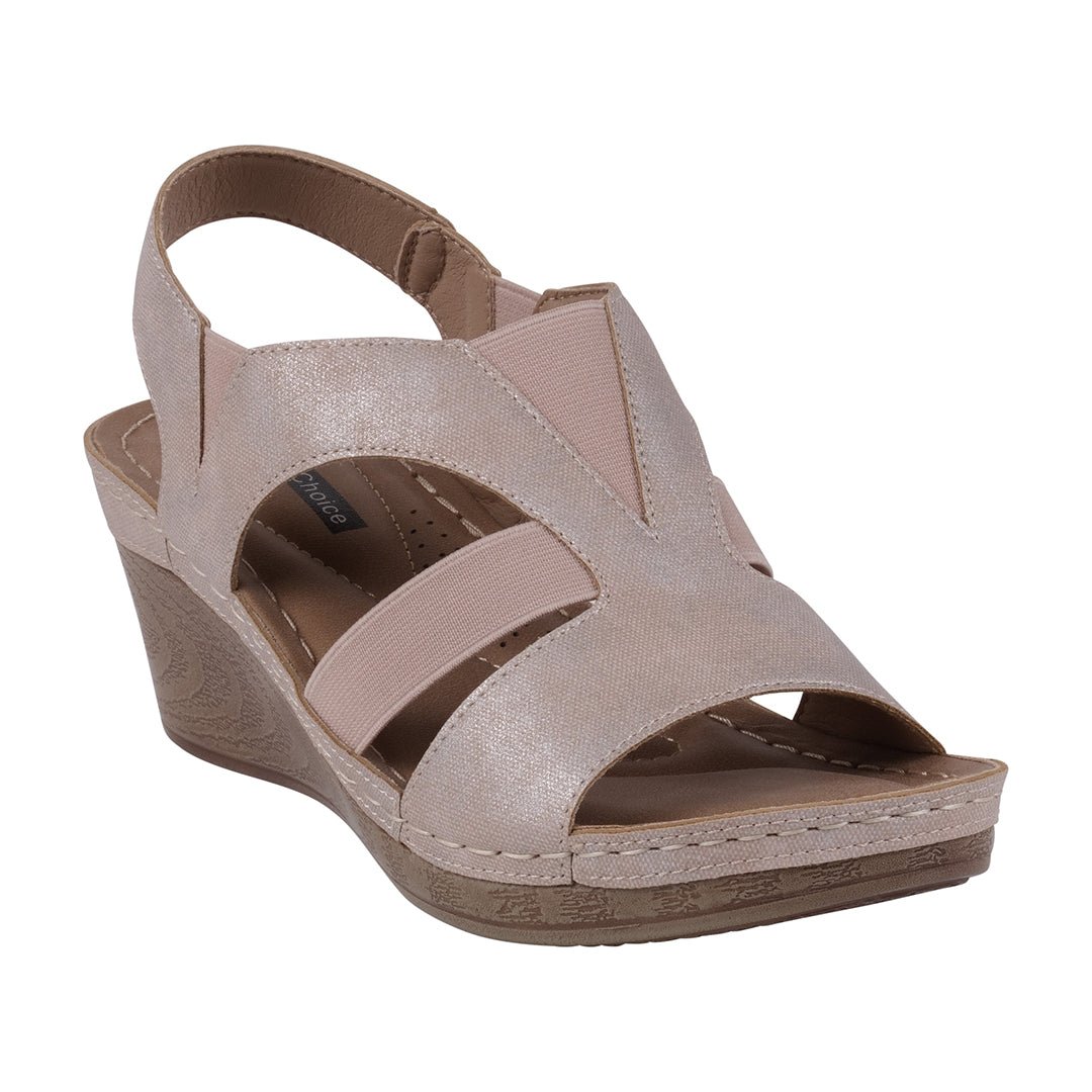 Banks Blush Cut Out Elastic Slingback Wedge Sandals - TLW Shoes
