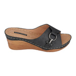 Women's Bay Black Wedge Sandals - TLW Shoes