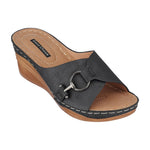 Women's Bay Black Wedge Sandals - TLW Shoes