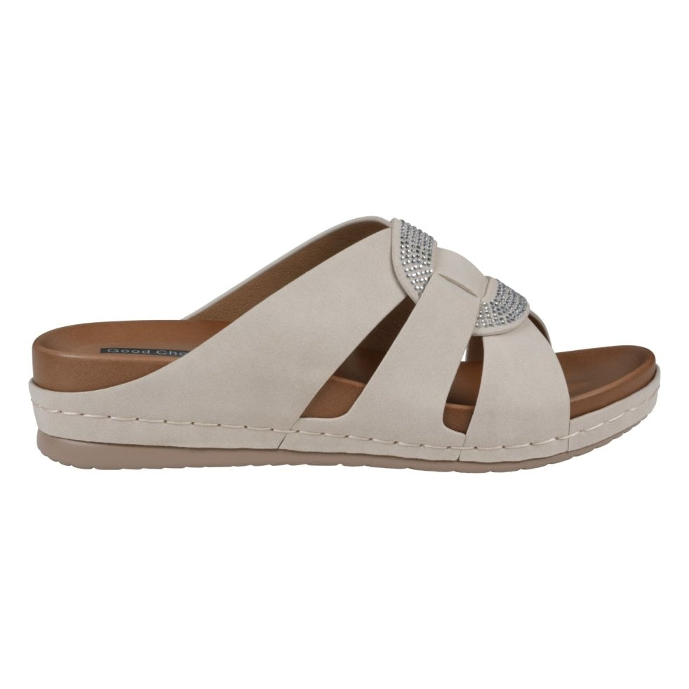 Women's Betsy Nude Embellished Comfort Sandals - TLW Shoes