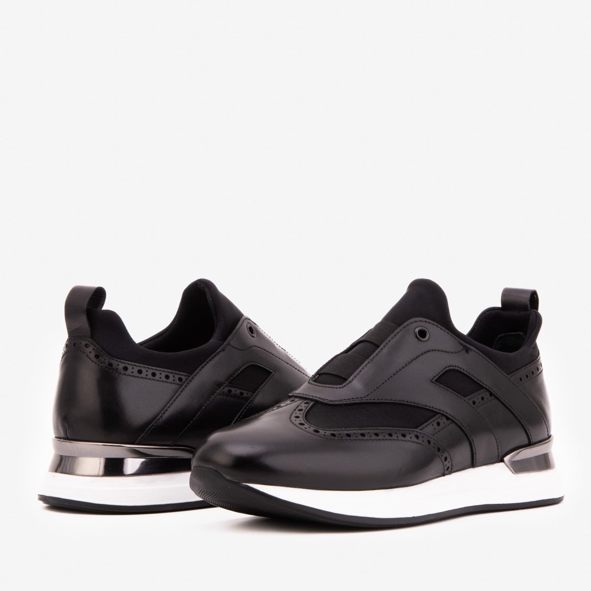 The Arcadia Black Leather Men Sneaker - TLW Shoes