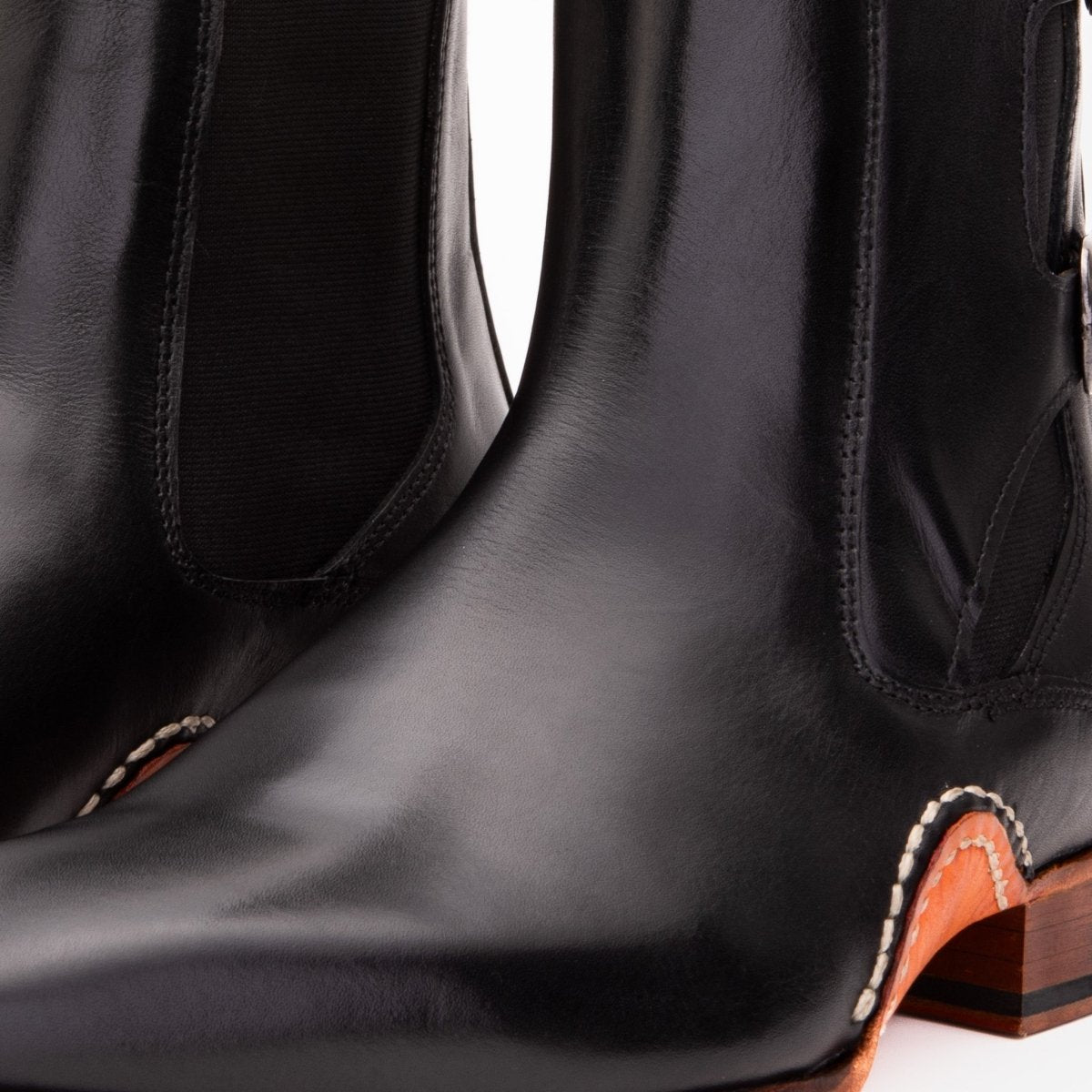 The Royal Hand Craft Black Leather Double - Buckle Chelsea Men Boot - TLW Shoes